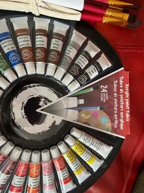 Acrylic Paint Tube Set - Assorted Colors and brushes.